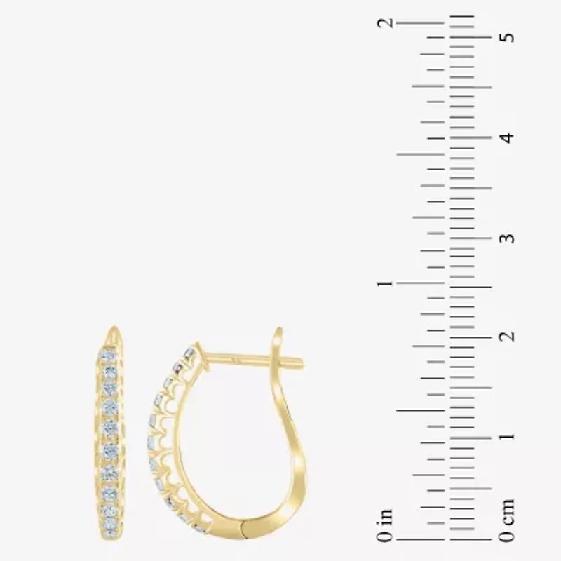 Womens 1/2 CT. T.W. Natural White Diamond 14K Gold 20.1mm Hoop Earrings