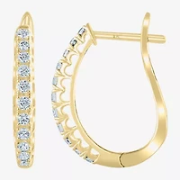 Womens 1/2 CT. T.W. Natural White Diamond 14K Gold 20.1mm Hoop Earrings
