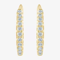 Womens 1/2 CT. T.W. Natural White Diamond 14K Gold 20.1mm Hoop Earrings