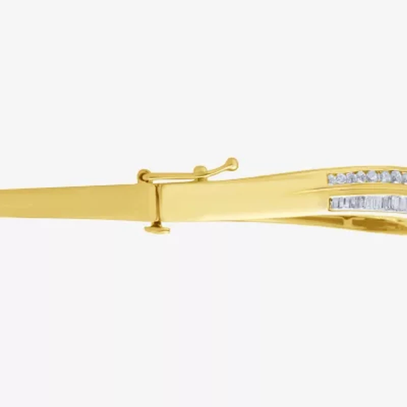 Diamond Blossom (G / Si2) Womens 2 CT. T.W. Lab Grown White Diamond 10K Gold Flower Bangle Bracelet