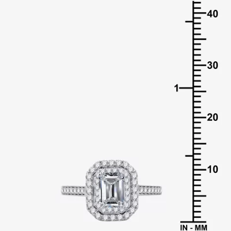 Signature By Modern Bride (H-I / I1) Womens 1 1/2 CT. T.W. Lab Grown Diamond 10K White Gold Side Stone Halo Engagement Ring