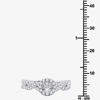 I Said Yes (H-I / I1) Womens 1 CT. T.W. Lab Grown White Diamond Sterling Silver Round Side Stone Halo Bridal Set