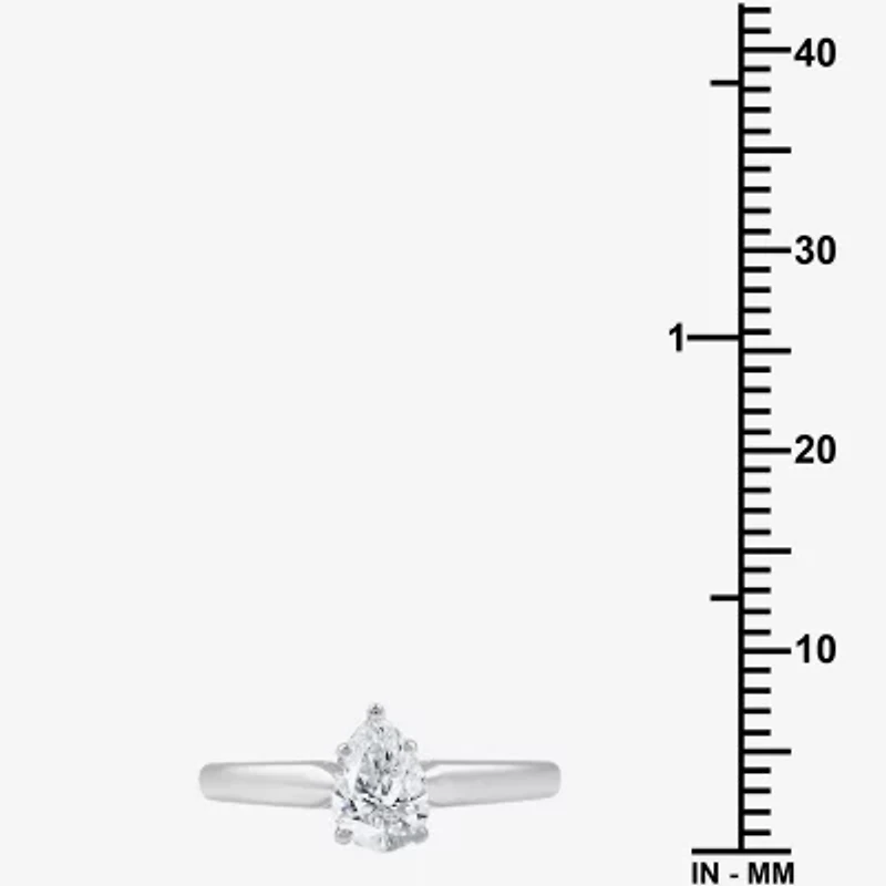 I Said Yes (H-I / Si2-I1) Womens 1/2 CT. Lab Grown White Diamond Sterling Silver Pear Solitaire Engagement Ring