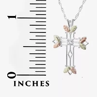 Womens White Cubic Zirconia Sterling Silver Cross 18 Inch Pendant Necklace