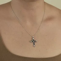 Womens Sterling Silver Cross 18 Inch Pendant Necklace