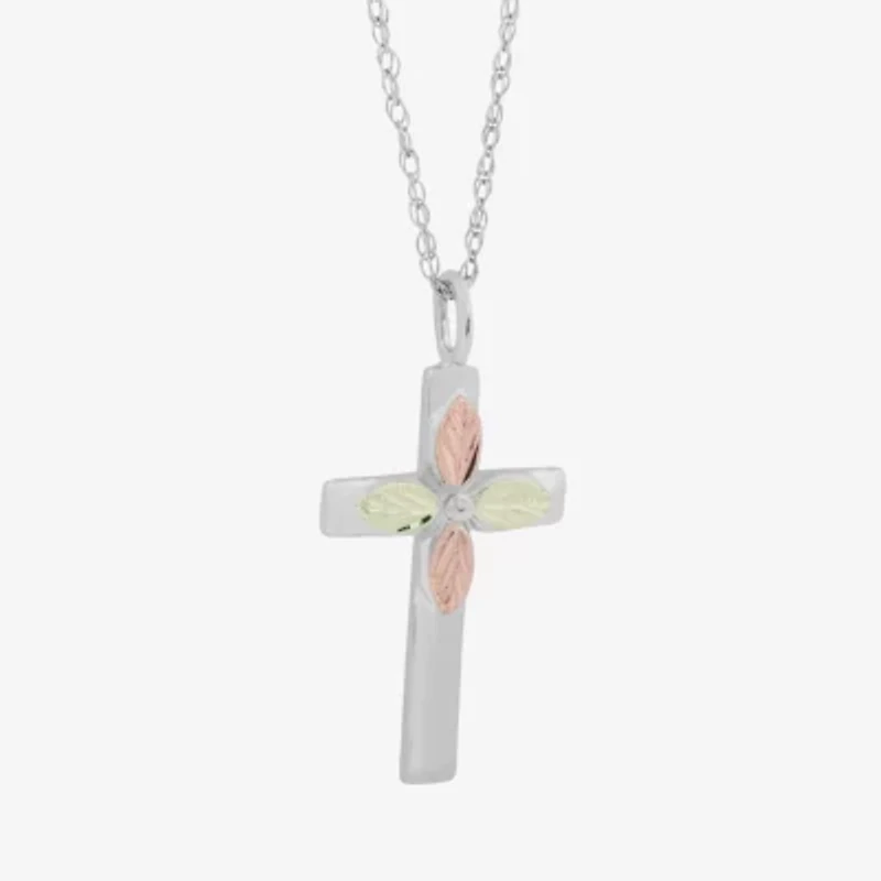 Womens Sterling Silver Cross 18 Inch Pendant Necklace