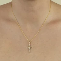 Crucifix Womens Sterling Silver Cross 18 Inch Pendant Necklace