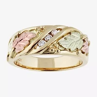 Womens 4MM Diamond Accent White 10K Tri-Color Gold Band