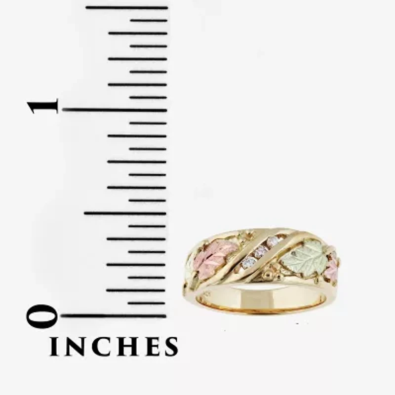 Womens 4MM Diamond Accent White 10K Tri-Color Gold Band