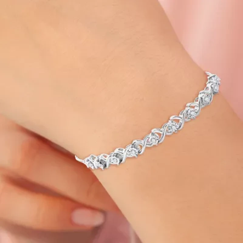Womens 1/4 CT. T.W. Lab Grown White Diamond 14K Two Tone Gold Over Silver Sterling Silver Bolo Bracelet