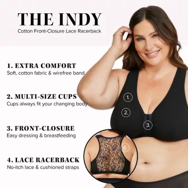 Leading Lady The Indy- Cotton Front Close Lace Racerback Bra- 138