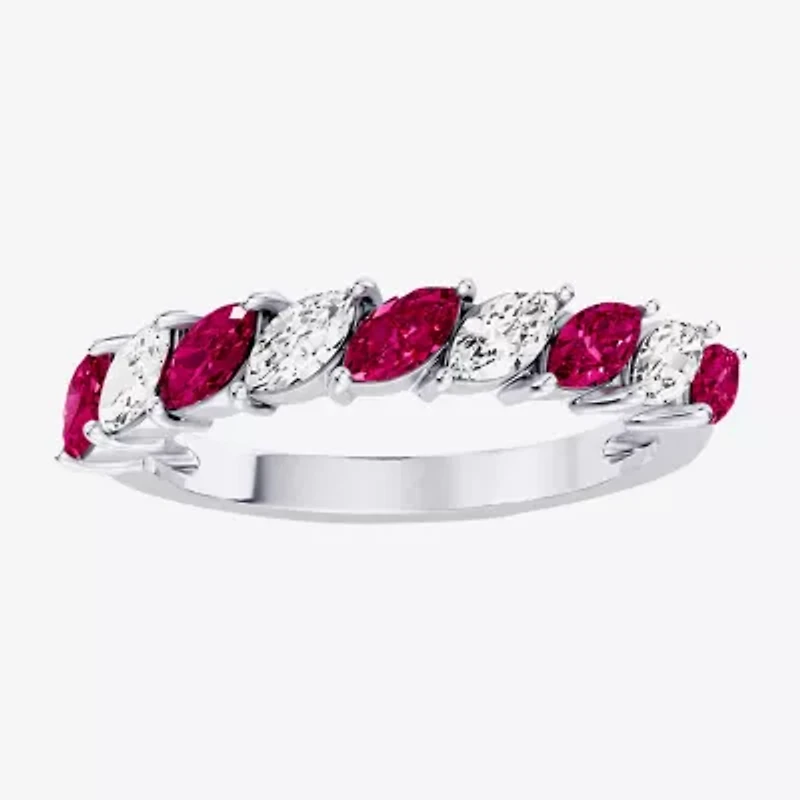 Womens 3/8 CT. T.W. Genuine Red Ruby 10K Gold Marquise Band