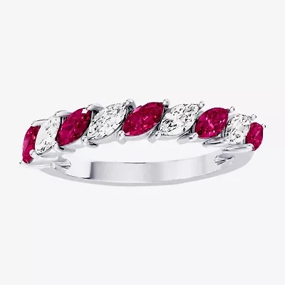 Womens 3/8 CT. T.W. Genuine Red Ruby 10K Gold Marquise Band