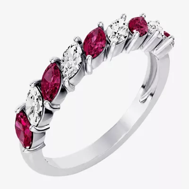 Womens 3/8 CT. T.W. Genuine Red Ruby 10K Gold Marquise Band