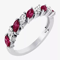 Womens 3/8 CT. T.W. Genuine Red Ruby 10K Gold Marquise Band