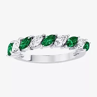 Womens 3/8 CT. T.W. Genuine Green Emerald 10K Gold Marquise Band