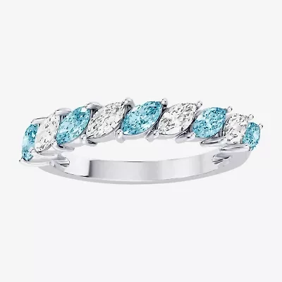 Womens 3/8 CT. T.W. Genuine Blue Aquamarine 10K Gold Marquise Band