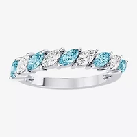 Womens 3/8 CT. T.W. Genuine Blue Aquamarine 10K Gold Marquise Band