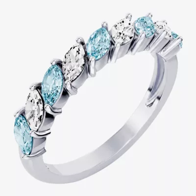 Womens 3/8 CT. T.W. Genuine Blue Aquamarine 10K Gold Marquise Band