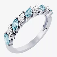 Womens 3/8 CT. T.W. Genuine Blue Aquamarine 10K Gold Marquise Band