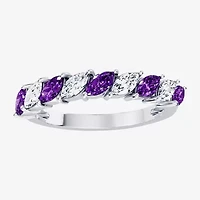 Womens 3/8 CT. T.W. Genuine Purple Amethyst 10K Gold Marquise Band
