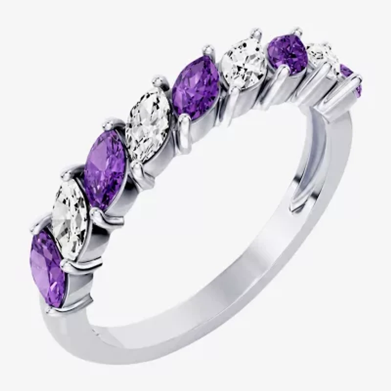 Womens 3/8 CT. T.W. Genuine Purple Amethyst 10K Gold Marquise Band