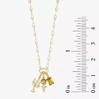 Enchanted Disney Fine Jewelry Belle (I / I2) Womens Diamond Accent Genuine Yellow Citrine 14K Gold Over Silver 18 Inch Pendant Necklace