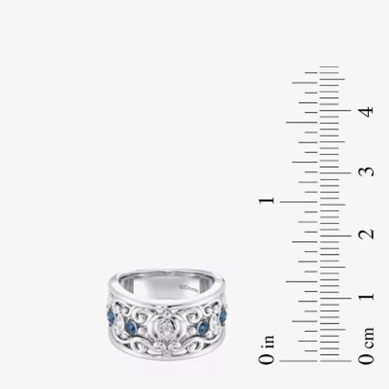 Enchanted Disney Fine Jewelry Cinderella (I / I2) Womens 1/10 CT. T.W. Genuine Blue Topaz Sterling Silver Princess Band