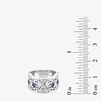Enchanted Disney Fine Jewelry Cinderella (I / I2) Womens 1/10 CT. T.W. Genuine Blue Topaz Sterling Silver Princess Band
