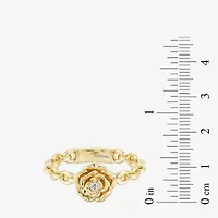 Enchanted Disney Fine Jewelry Belle (I / I2) Womens Diamond Accent Lab Grown White 14K Gold Over Silver Princess Cocktail Ring