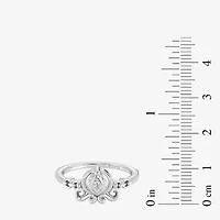 Enchanted Disney Fine Jewelry Cinderella (I / I2) Womens Diamond Accent Lab Grown White Sterling Silver Princess Cocktail Ring