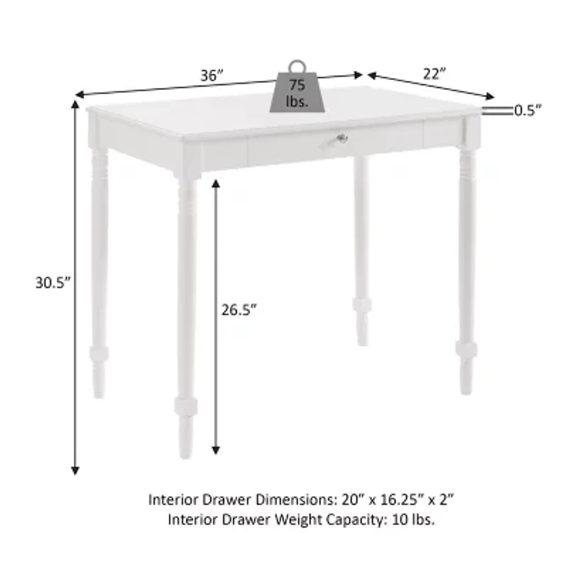 Convenience Concepts Designs2Go French Country Desk