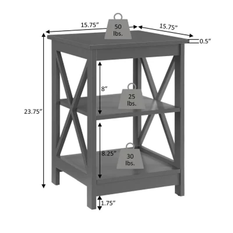 Oxford  End Table with Shelves