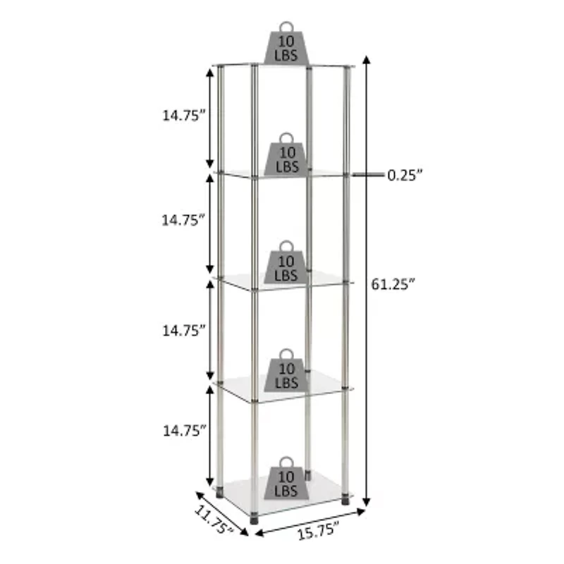 Convenience Concepts Designs2go Living Room Collection Glass End Table