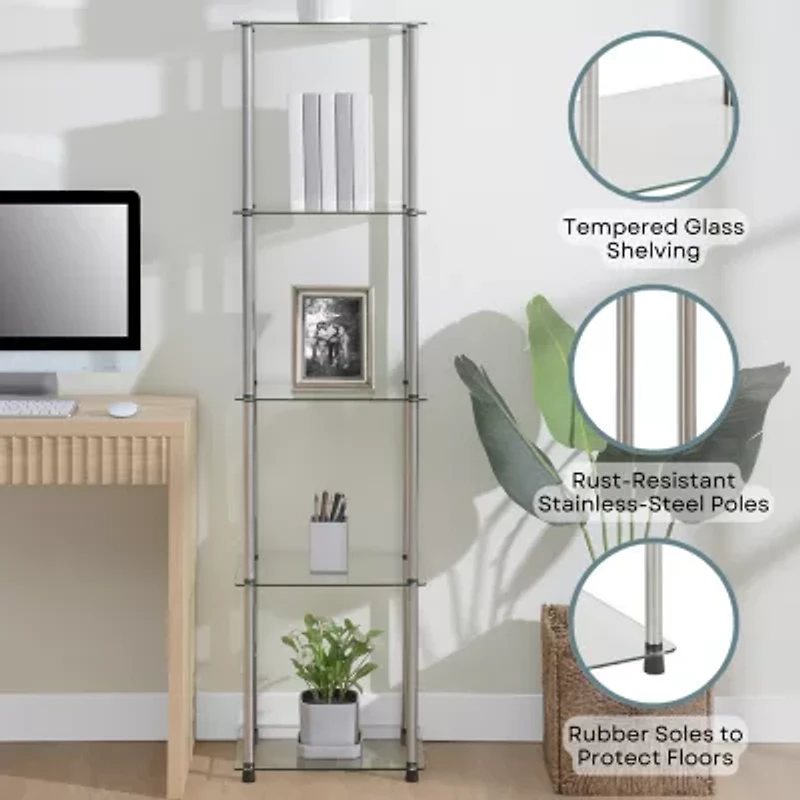 Convenience Concepts Designs2go Living Room Collection Glass End Table