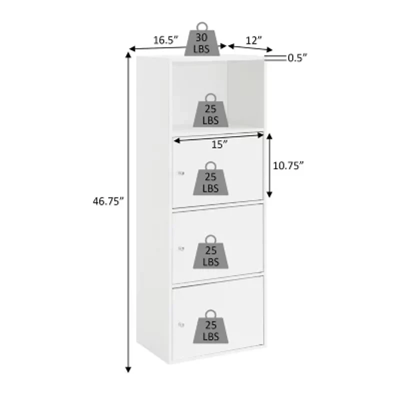 Convenience Concepts Extra Storage 3 Door Cabinet
