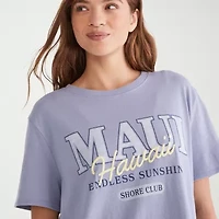 AEROPOSTALE Womens Juniors Crew Neck Short Sleeve Oversized Graphic T-Shirt