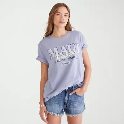 AEROPOSTALE Womens Juniors Crew Neck Short Sleeve Oversized Graphic T-Shirt