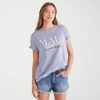 AEROPOSTALE Womens Juniors Crew Neck Short Sleeve Oversized Graphic T-Shirt
