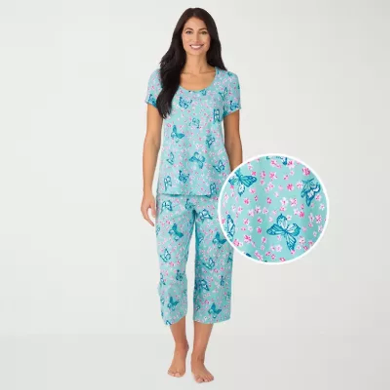 Cuddl Duds Womens Short Sleeve 2-pc. Pajama Set