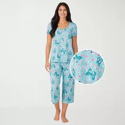 Cuddl Duds Womens Short Sleeve 2-pc. Pajama Set