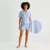 Ambrielle Womens V-Neck Short Sleeve 2-pc. Pajama Set