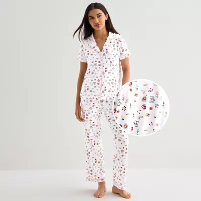 Jaclyn Womens Short Sleeve 2-pc. Pajama Set