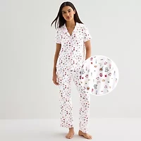 Jaclyn Womens Short Sleeve 2-pc. Pajama Set