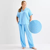 Liz Claiborne Cool and Calm Womens Short Sleeve 2-pc. Pajama Set
