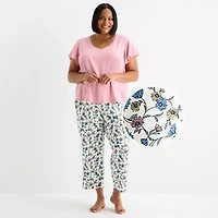 Liz Claiborne Womens V-Neck Short Sleeve 2-pc. Pajama Set
