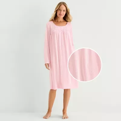 Adonna Womens Long Sleeve Round Neck Nightgown