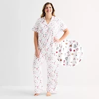 Jaclyn Womens Short Sleeve 2-pc. Plus Pajama Set