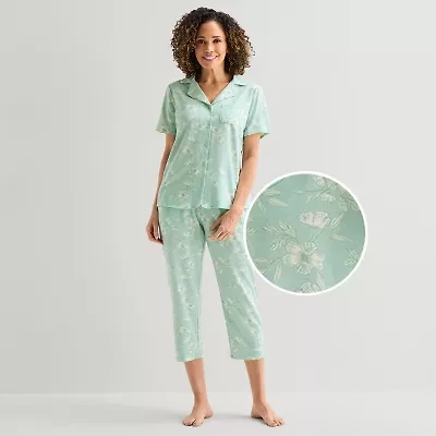 Liz Claiborne Womens Short Sleeve 2-pc. Pajama Set