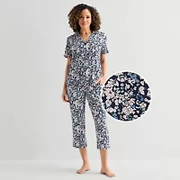 Liz Claiborne Womens Short Sleeve 2-pc. Pajama Set